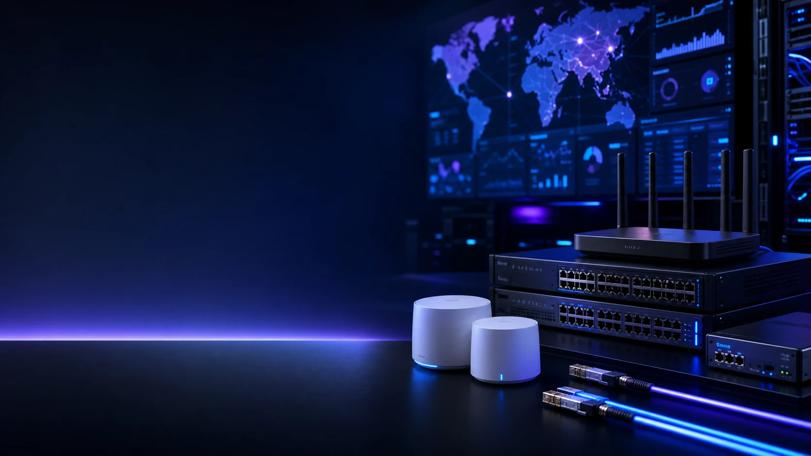 OptiLink network hardware and monitoring dashboard